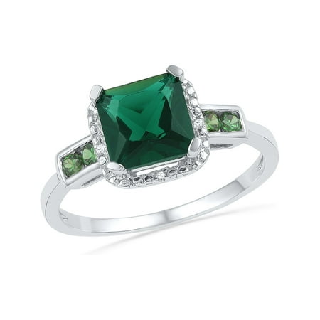 Lab Created Green Emerald 2.20 Carat (ctw) Ring in Sterling