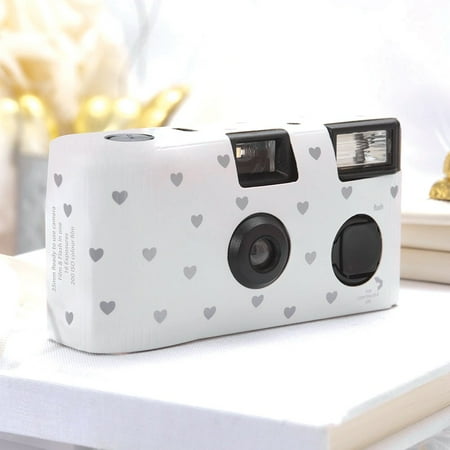 White with Silver Hearts Single Use Camera Wedding Favor Party