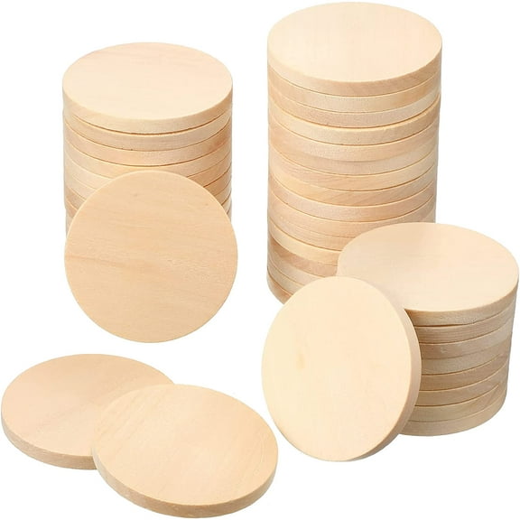 Lsupdaol 10 PCS 2 Inch Natural Slices - 0.2 Inch Thick Wood Blank Round Wood Discs for DIY Crafts Projects