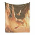 thumbnail image 1 of Fantasy Soft Flannel Fleece Blanket, Mythical Phoenix Bird Shaped Fluffy Cloud in Sunset with Plane Freedom Paint Print, Cozy Plush for Indoor and Outdoor Use, 60" x 80", Cream Blue, by Ambesonne, 1 of 6