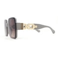thumbnail image 3 of Womens Mod Rimless Jewel Chain Arm Oversize Rectangle Sunglasses Grey Brown, 3 of 4