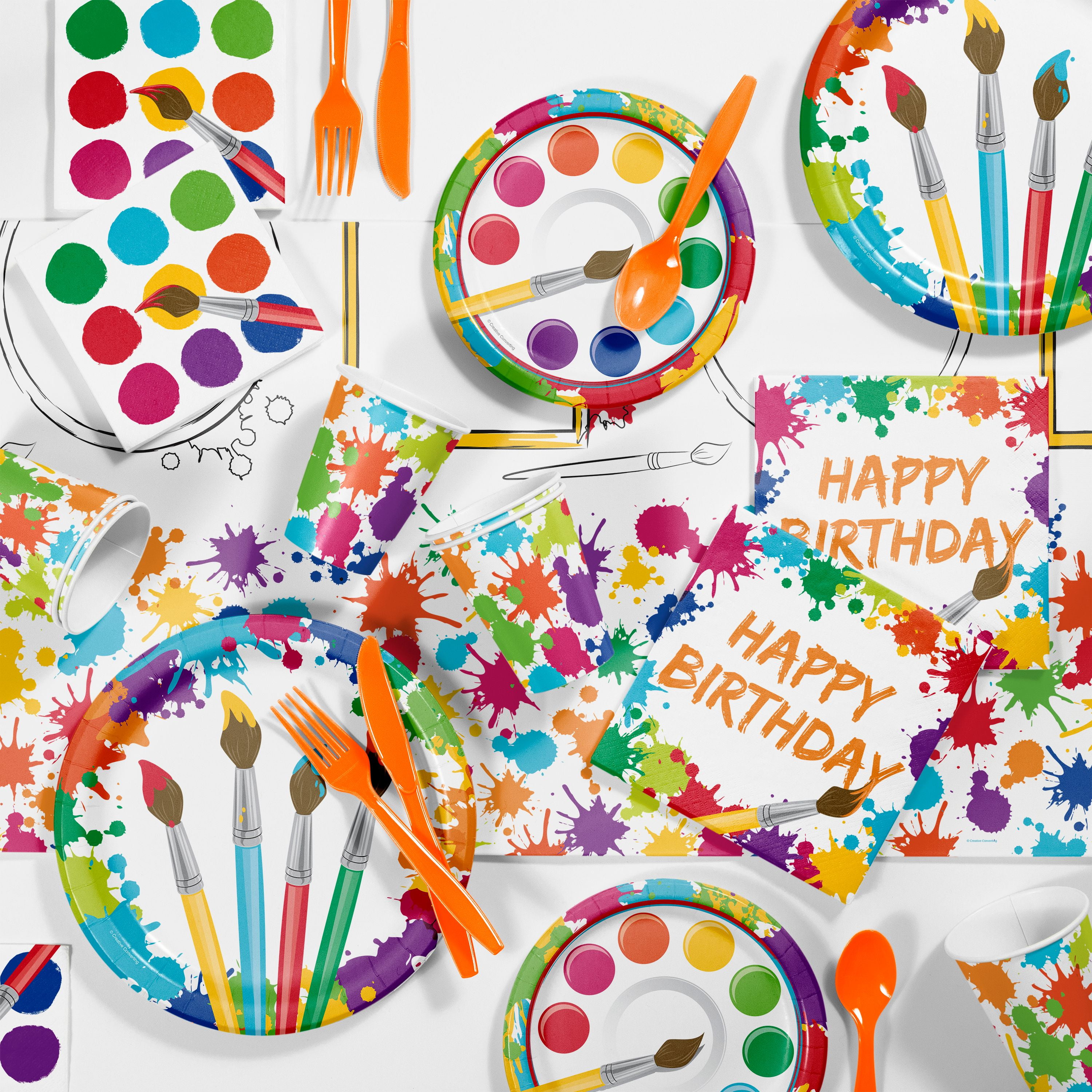 Art Birthday Party Supplies Kit For 8 Guests Walmart Com Walmart Com