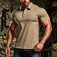 thumbnail image 2 of Avirosel Men's Casual Breathable Mesh Lapel Short Sleeve Tactical Polo Shirt for Outdoor Golf Sports Khaki, 2 of 8