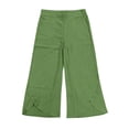 thumbnail image 4 of Soyumi Womens High Waisted Cargo Pants Y2K Baggy Wide Leg Casual Stretchy Jeans for Women Streetwear Pull On Trousers Pants, Green, 4 of 4