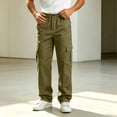 thumbnail image 6 of Cmfcve Mens Cargo Pants Button Zipper Fly Straight Leg Pants Casual Outdoor Hiking Work Trousers, 6 of 8
