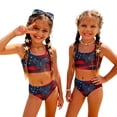 thumbnail image 2 of 4th of July Girls Swimsuits Size 10-12 Two Piece Sets Bathing Suit Beach Vacation American Flag Stars Striped Girls Bikini Summer Sleeveless Girls Clothes Swimsuits Swimwear Vermilion 1-2 Years, 2 of 8