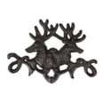 thumbnail image 2 of Forged Cast Iron Double Stag Deer Antlers Wall Hooks For Keys Leashes Scarves, 2 of 9