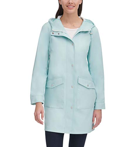 Levi's Rubberized PU Fishtail Rain Parka (Light Blue) Women's Coat