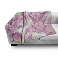 thumbnail image 3 of Nature Soft Flannel Fleece Throw Blanket, Spring Themed Mosaic Texture Peony Flowers Floral Soft Colors Art, Cozy Plush for Indoor and Outdoor Use, 50" x 60", Pink Purple White, by Ambesonne, 3 of 6