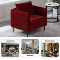 thumbnail image 5 of SZLIZCCC Modern Velvet Accent Chair, Single Sofa Chairs Armchair with Square Arm, Upholstered Accent Chairs for Living Room Red, 5 of 8