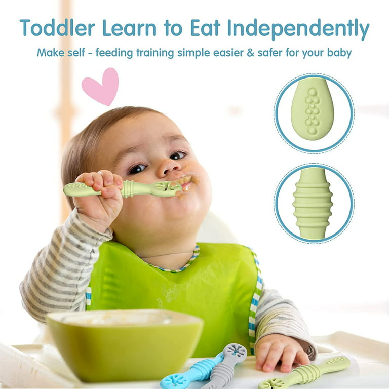 Baby Spoons Self Feeding 6 Months, Silicone Baby Spoons First