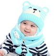 thumbnail image 1 of Bonnet d'Hiver Chaud pour Enfants avec Écharpe, Bonnet Tricoté pour Bébé, 1 of 8