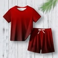 thumbnail image 2 of AJTQTH Summer 2PC Set for Kids Toddler Unisex Gradient Printed Clothes Crewneck Short-Sleeved Tops Tees Tshirts+Drawstring Straight Shorts Trunks Red 5 Years, 2 of 3