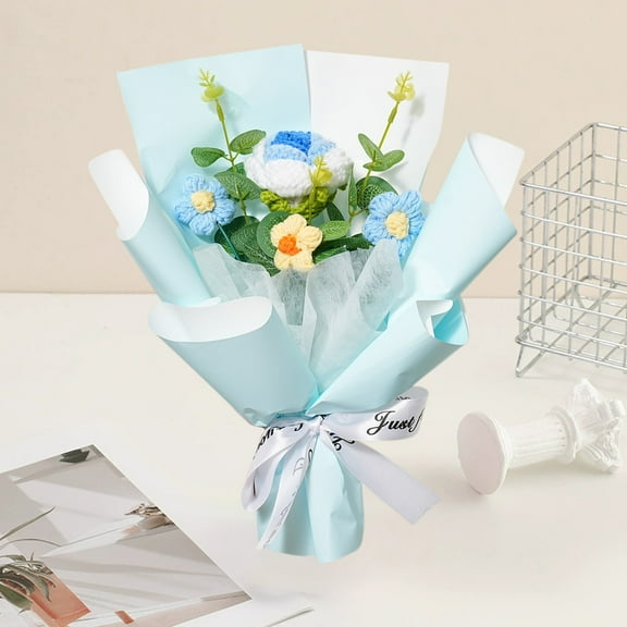 Specollect Clearance 1 Hand-knitted Woolen Crochet Flowers Bouquet Rose, Bouquet Completed Crochet Rose Bouquet for Mother's Day Birthday Wedding, Gift