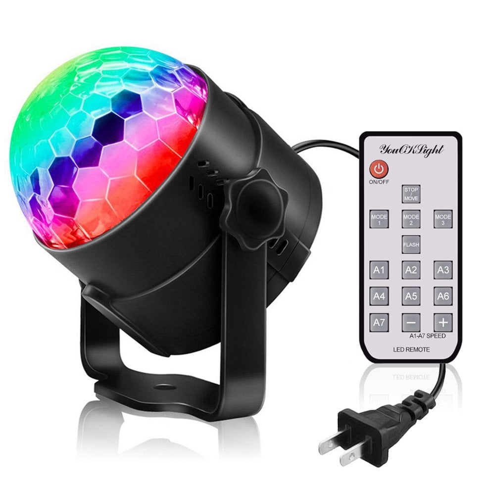 Mini Disco Crystal Magic Led Stage Ball Light Lamp w/Remote Voice