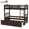 thumbnail image 6 of Bellemave Brown Twin over Twin Bunk Bed with Trundle Bed and 3 Drawers, Wood Frame Bunk Bed Twin Size with Storage for Bedroom, 6 of 10