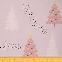 Homewish Pink Christmas Tree Fabric by the Yard 1 Yard, Kawaii Cute Cartoon Room Decor Fabric by the Yard, Teens Boys Girls Kids Sewing Fabric, Microfiber Bedroom Decor