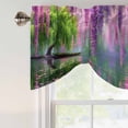 thumbnail image 5 of Tie Up Valances for Windows, Purple Vine Flowers Adjustable Valance Curtains Window Treatment for Living Room, Spring Tree Lake Boat Retro Oil Painting Rod Pocket Kitchen Curtains 60x18 Inch, 5 of 9