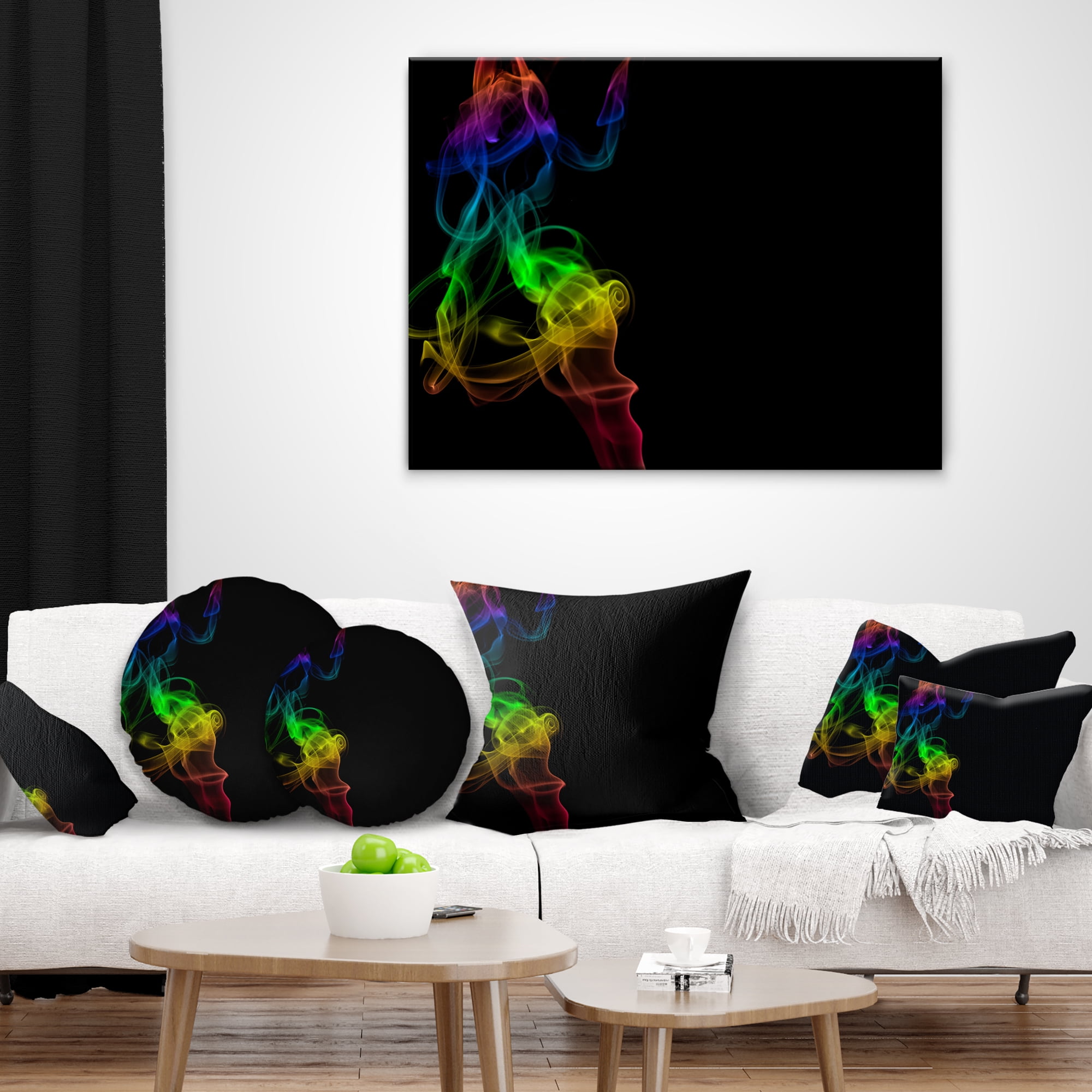 Designart Colorful Abstract Smoke Waves - Abstract Throw Pillow - 18x18