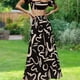 thumbnail image 5 of Faldas largas Mujeres Crop Top + Faldas 2 piezas Impreso Off Shoulder Top + Faldas Conjunto de playa (Negro S) Cgtredaw Negro T S para Mujer, 5 of 6
