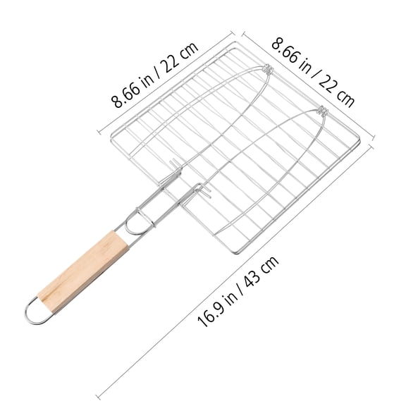 WRITWAA Iron Wire BBQ Fish Basket with Large Adjustable Handle for Easy Grilling and Cooking in Kitchen