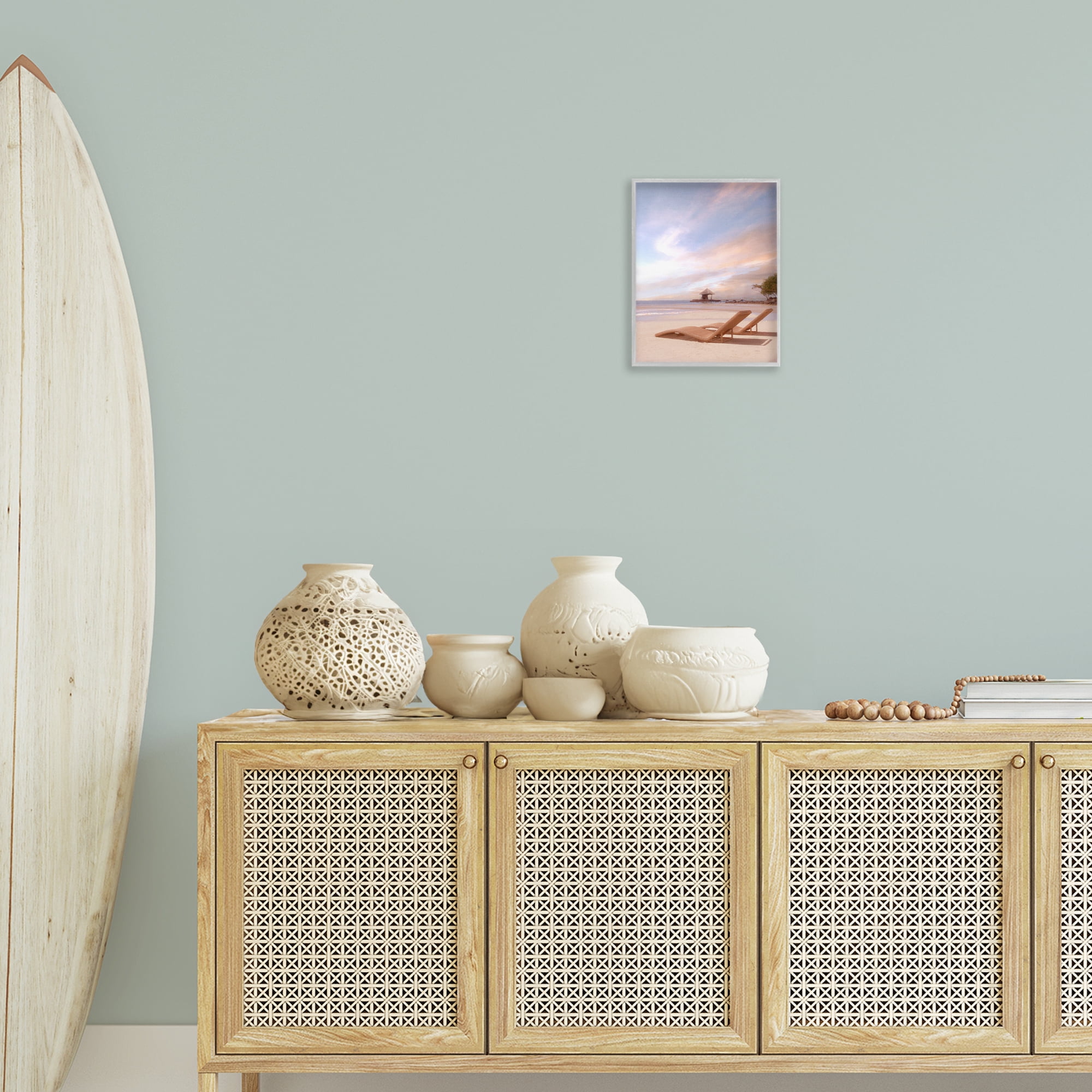 Stupell Industries Lounging Beside Sea Landscape Painting Gray Framed Art Print Wall Art, 11 x 14
