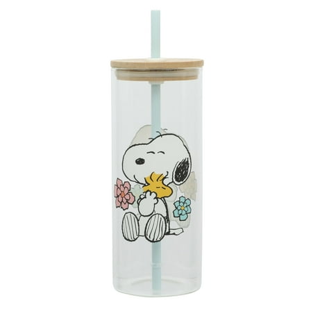Peanuts Snoopy 22oz Glass Sipper Hug Cup
