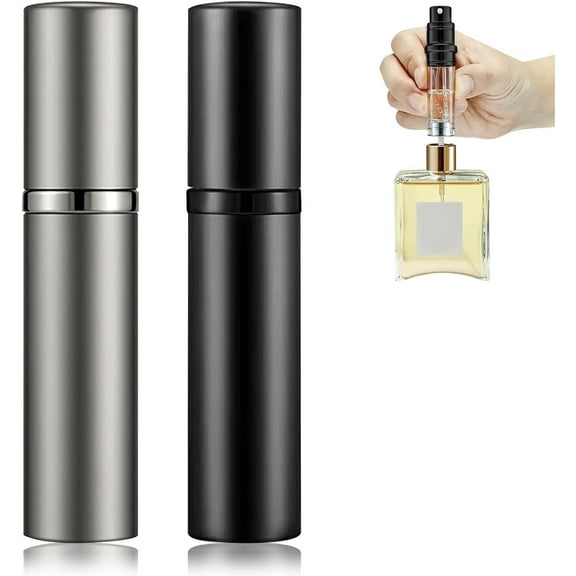 Refillable Perfume Atomizer 5ml Perfume Bottle, Boriyuan Mini Travel Empty Portable Perfume Spray Bottle (Black   Gray)