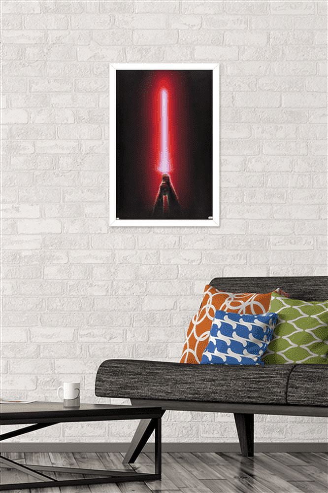 Star Wars: Original Trilogy - Red Lightsaber Wall Poster, 14.725" x 22.375", Framed