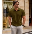 thumbnail image 5 of Ambiloof Men's slim fit muscle polo shirt short sleeve stretch quick dry T-shirt casual golf sports T-shirt Green/XL, 5 of 7