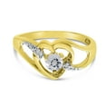 thumbnail image 6 of 10k Yellow Gold Round White Topaz And Diamond Heart Ring, 6 of 6