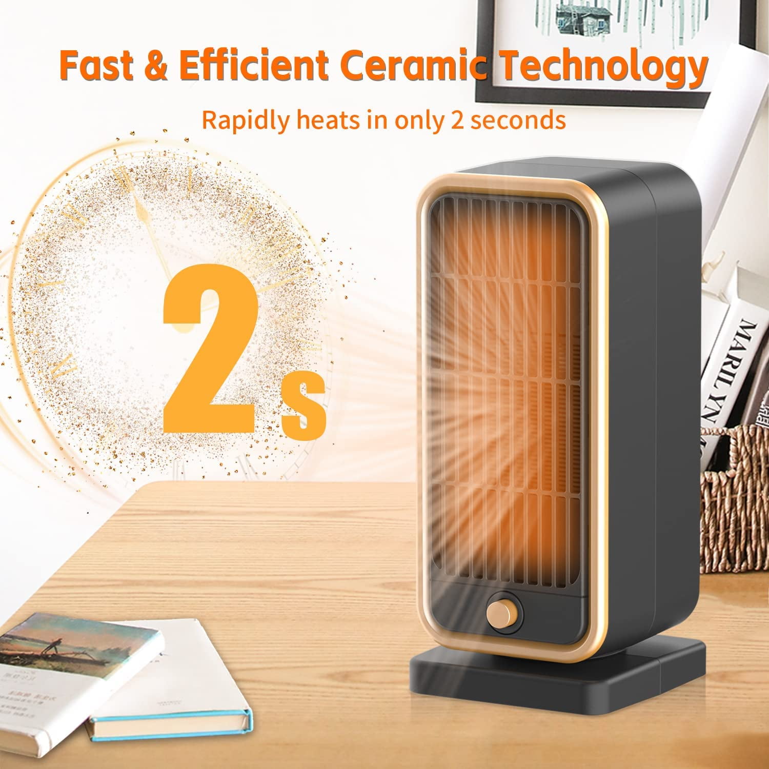 Electric Space Heater, 500W PTC Fast Heating Ceramic Heater with Thermosta,  Overheat Protection u0026 Tip-Over Protection, Portable Heater for Bedroom,  Indoors, Office, Living Room - Walmart.com