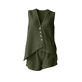 thumbnail image 4 of Womens 2 Piece Sets Summer Outfits Tank Top Matching Shorts Sets Women's Summer Loose Casual Sleeveless V-Neck Shorts Set Army Green L, 4 of 6