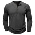thumbnail image 2 of Jalioing Men's Long Sleeve Shirts Fall Crew Neck Button Pullover Tee Casual Basic Solid Color T Shirts, 2 of 7