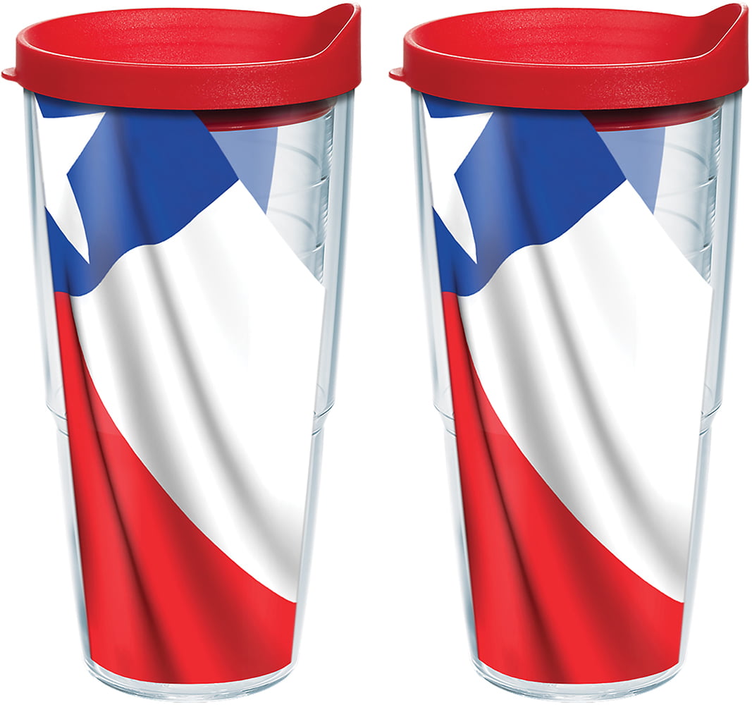 Tervis Tumbler - 20oz Water Bottle with Lid - Texas Flag Clear Set of 2