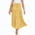 thumbnail image 3 of RUTAYY Women's Skirt Elastic High Waist Boho Style Ruffle Slim Fit A-Line Solid Color Comfortable Breathable Trendy Travel Midi Skirt, 3 of 7