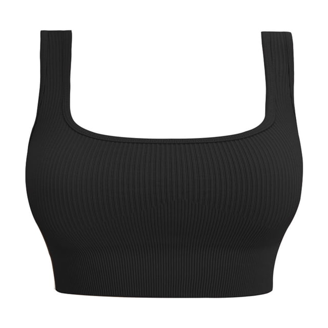 Cathalem Womens Tank Tops Loose Fit Ribbed Knit Casual Fitted Basic Shirts,Black L