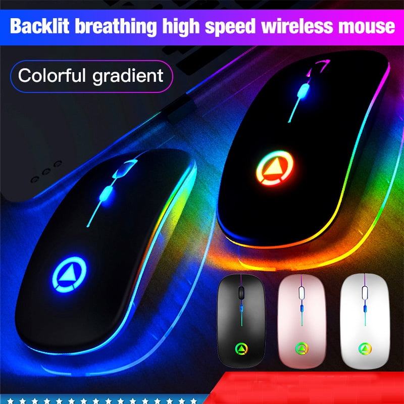 2.4G Wireless Rechargeable Mouse 7 Breathing LED Light Mice, 3