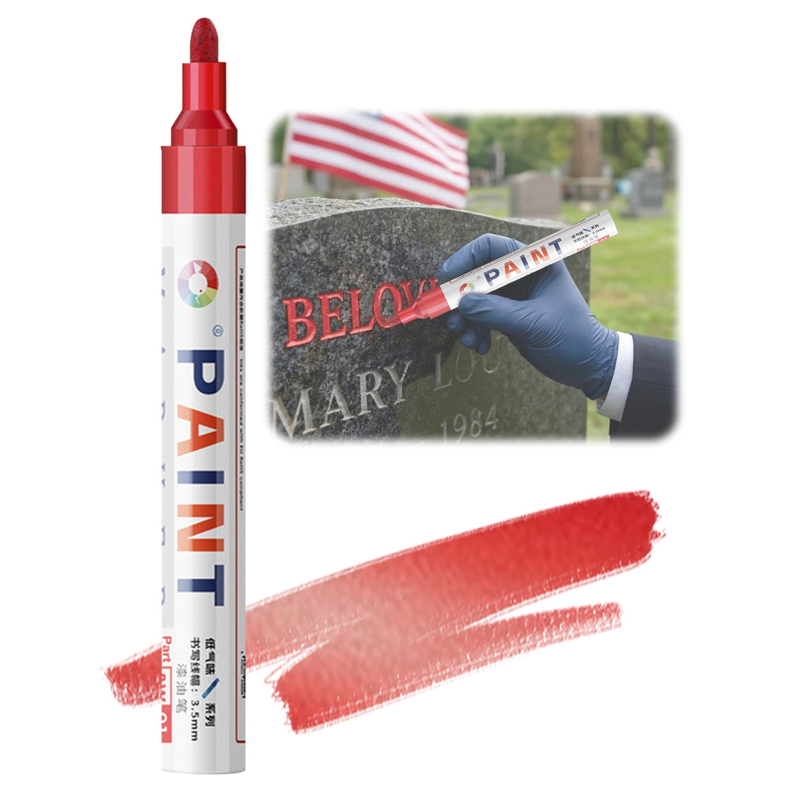 Restoration Paint Marker for Stone And Ceramic, Oil-Based Gold Paint Pen for Weather-Resistant Inscriptions, User-Friendly for Family Memorial Upkeep, 1 Pen