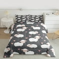 thumbnail image 2 of Manfei Teens Kawaii Sheep Full Size Comforter Sets, Pink Love Heart Bedding Comforter Set, Cute Cartoon Animal Reversible Bedding Sets, Microfiber Bedroom Decor, 3 Pieces, 2 of 8