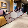 thumbnail image 6 of for Samsung Galaxy S21 Ultra Case Magnetic Clear with Camera Lens Protector Full Protection MagSafe Electroplated Silicone Slim Fit Shockproof Protective Phone Case 6.8 Inch - Purple, 6 of 13