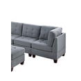 thumbnail image 2 of Contemporary Living Room Gray Fabric Tufted Cushion 7pc L-Sectional Sofa Set 2x Corner Wedge 3x Armless Chairs 2x Ottoman Couch, 2 of 10