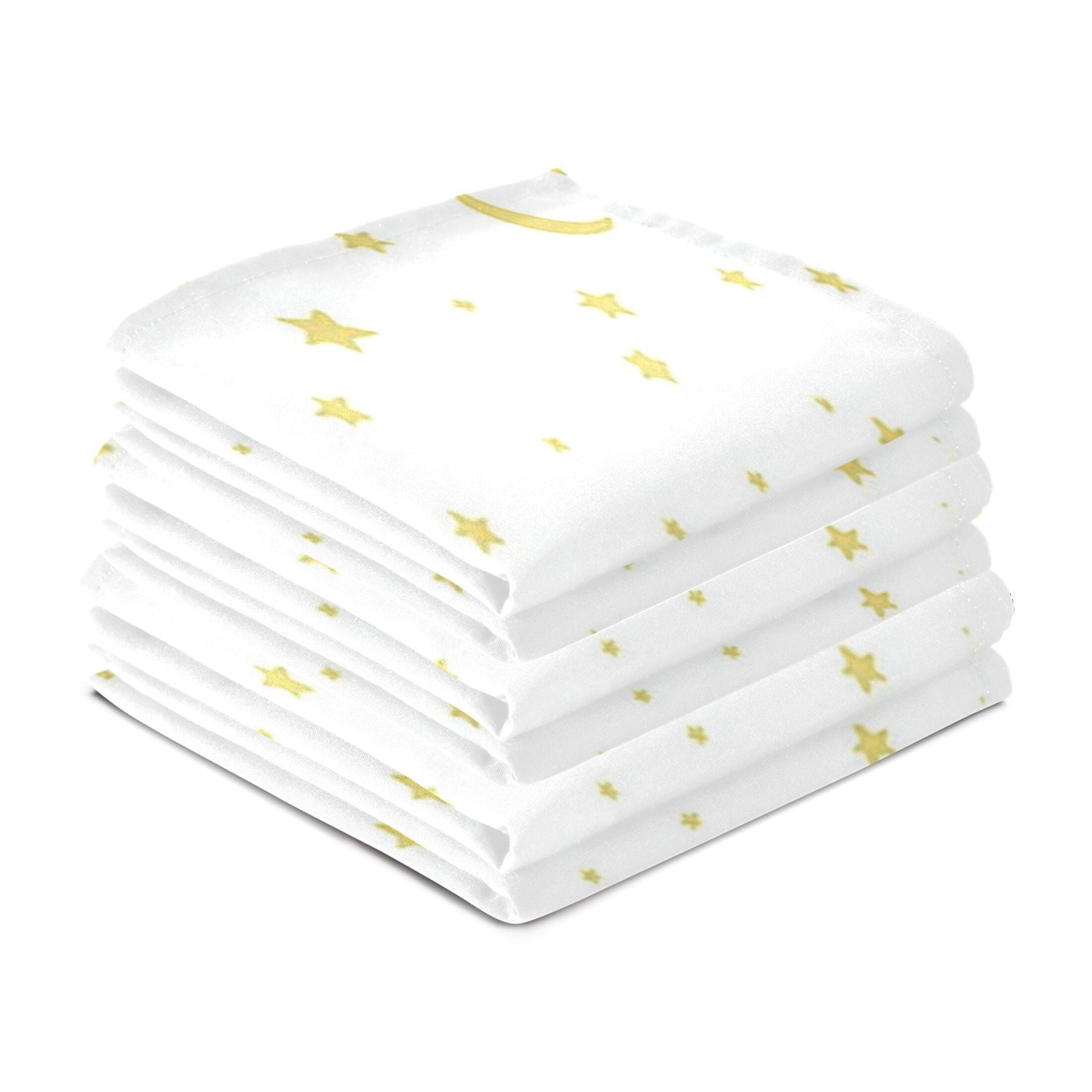 Yellow Stars and Moons Kitchen Towels 6-Piece Pack Tea Towels for Kitchen Decorative Waffle Design 28x18in