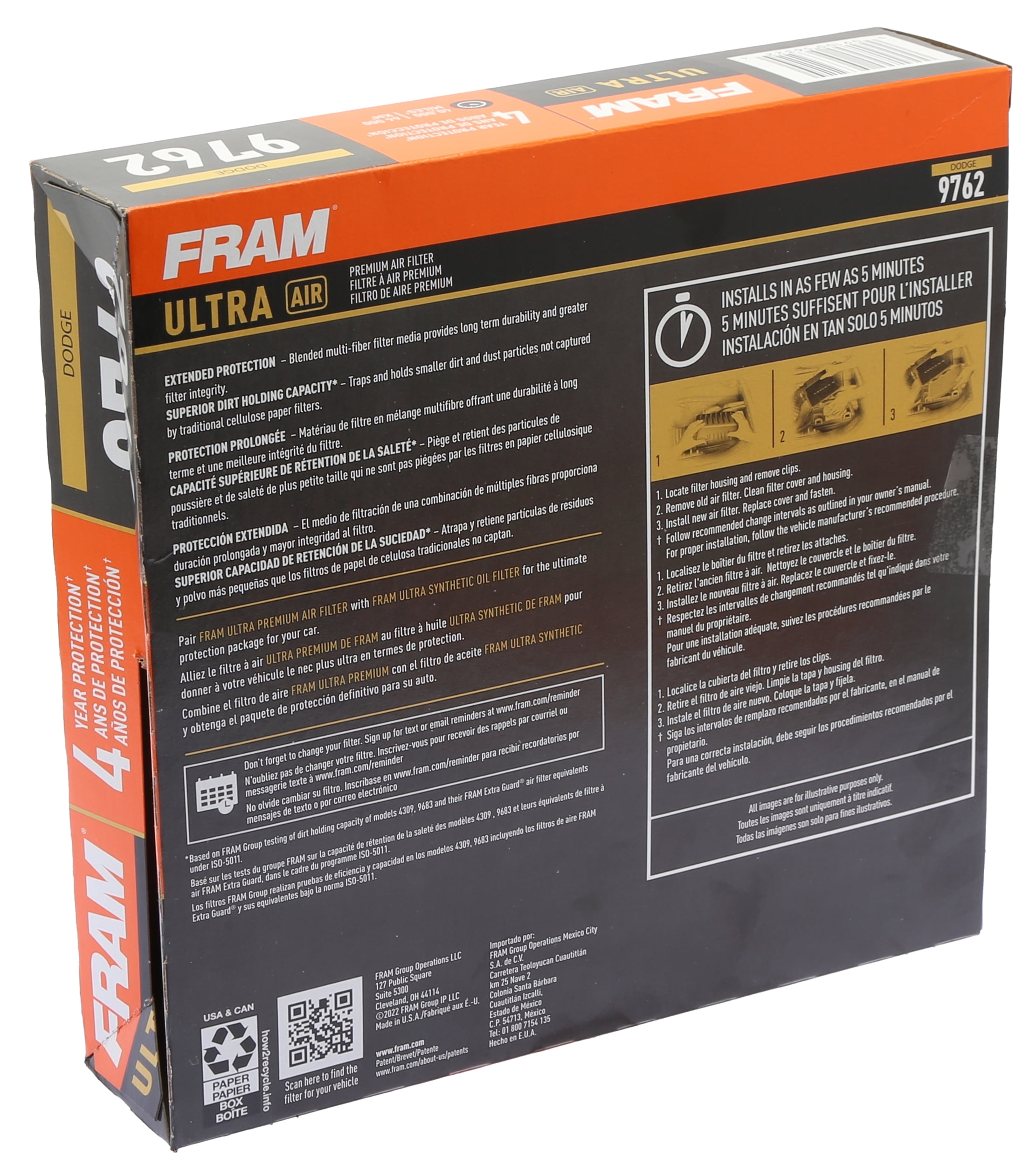 Fram CA9762エクストラガードパネルエアフィルター　並行輸入品 FRAM CA9778 Extra Guard® Engine Air Filter | FRAM