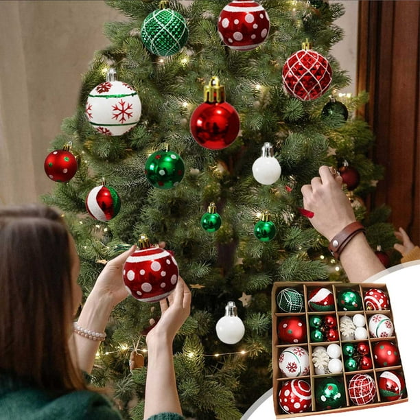 Adornos navideños inquebrantables de 42 piezas - Bombillas rojas de plástico de 2,36 pulgadas para árbol, corona, guirnalda y decoraciones de fiestas navideñas