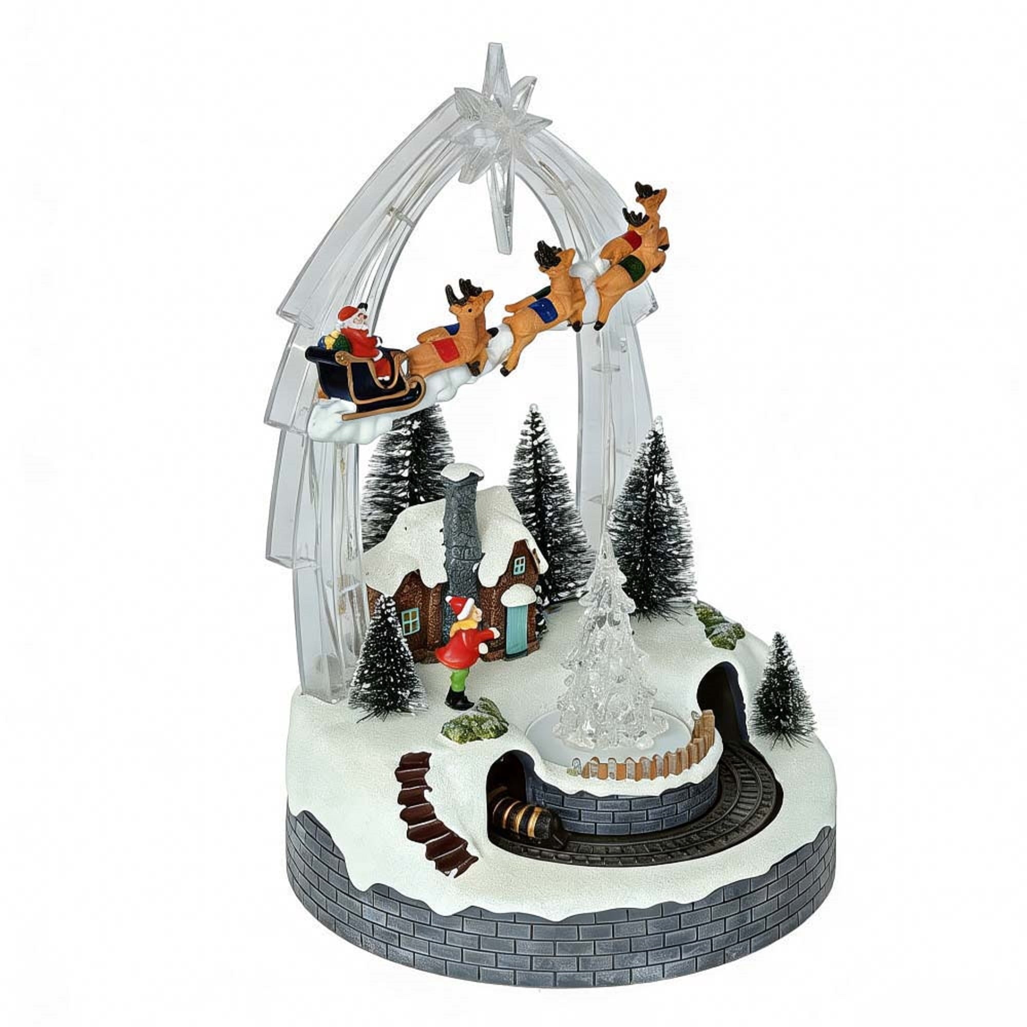 Light-Up and Musical Flying Santa Christmas Village Decoration, Multicolor, 11.37", by Holiday Time