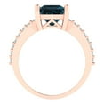 thumbnail image 4 of 2.43ct princess cut natural london blue topaz 18k rose gold Bridal Wedding Engagement Promise Anniversary Ring for Women size 11, 4 of 7