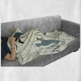 thumbnail image 6 of Fishing Theme Soft Flannel Fleece Blanket, Man Try to Catch Monster Fish in River with Mountains Sun and Trees, Cozy Plush for Indoor and Outdoor Use, 60" x 80", Ivory and Multicolor, by Ambesonne, 6 of 6