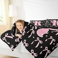 thumbnail image 4 of jejeloiu Initial Letter R Full Size Comforter Sets,Kawaii Bowknot Bedding Comforter Set,Pink Black Bedding Sets For Girls,Breathable Bedroom Decoration Reversible,3-Piece, 4 of 8