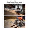 thumbnail image 3 of VEVOR Wood Router, 1 HP 710W, Variable Speed Palm Router Tool with 1/4 in Collet, Compact Edge Wood Trimmer with Fixed, Plunge & Tilt Base, Soft Start, 3 of 9